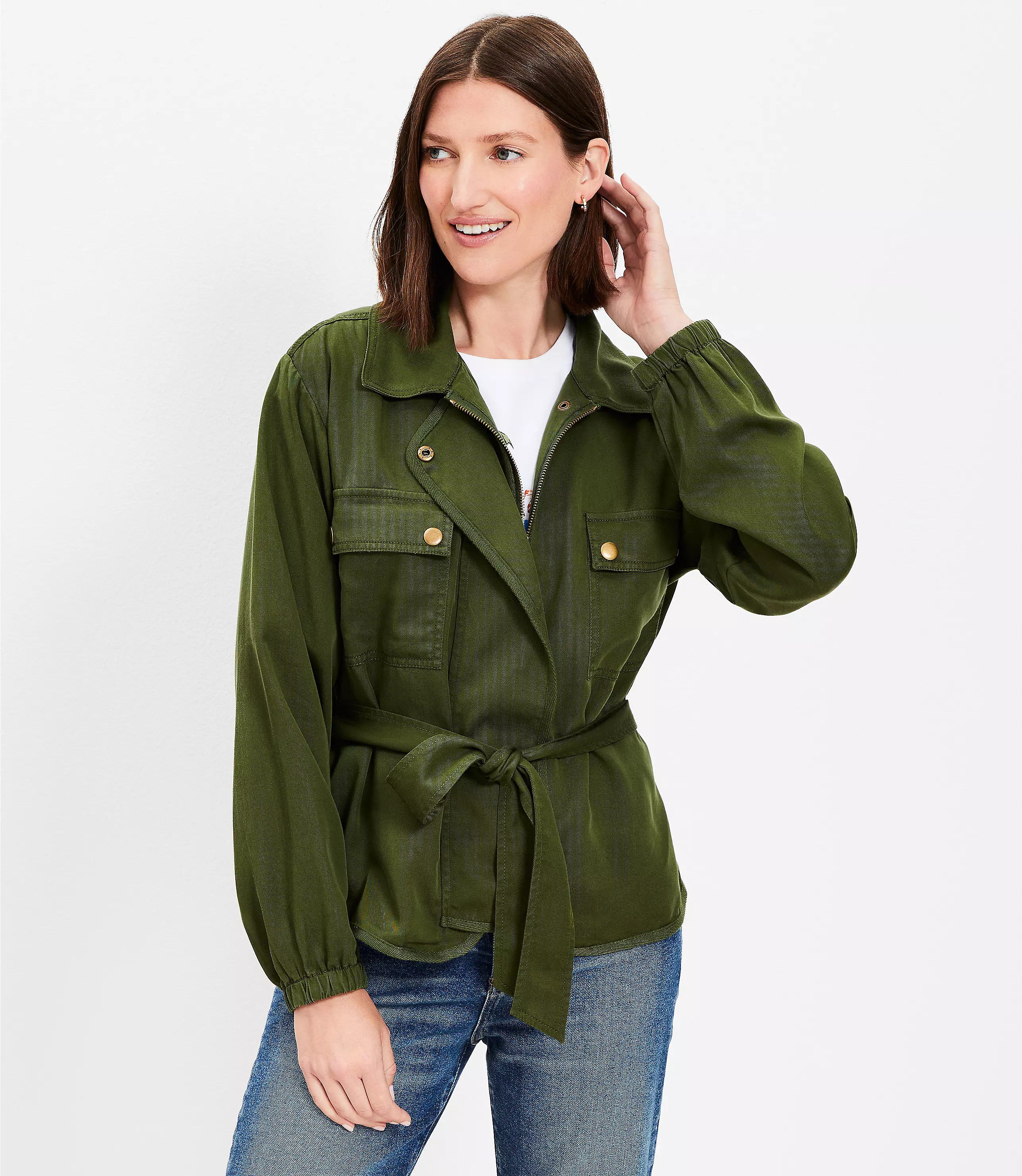Petite Tie Waist Utility Jacket | LOFT