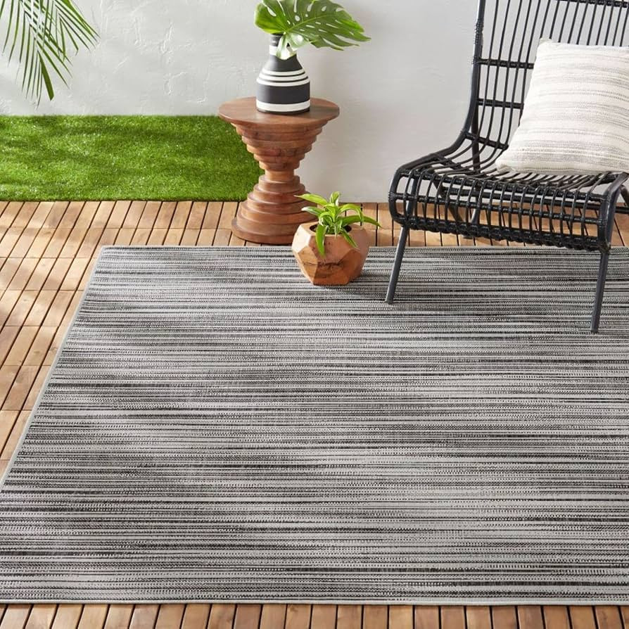 Nicole Miller New York Patio Country Wynona Indoor/Outdoor Area Rug, Black/Beige, 5'2"x7'2" Recta... | Amazon (US)