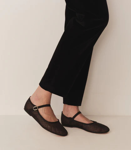D�?EN Mary Jane Slipper -- Black Mesh Dot - Size - 41 Jane Birkin Inspired | DOEN