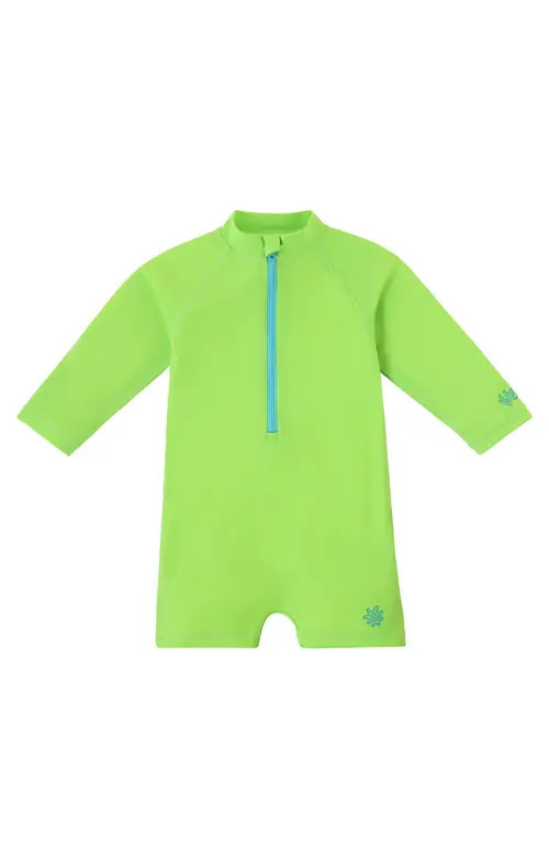 UV Skinz Long Sleeve Swim Romper in Neon Pups at Nordstrom, Size 12-18M | Nordstrom