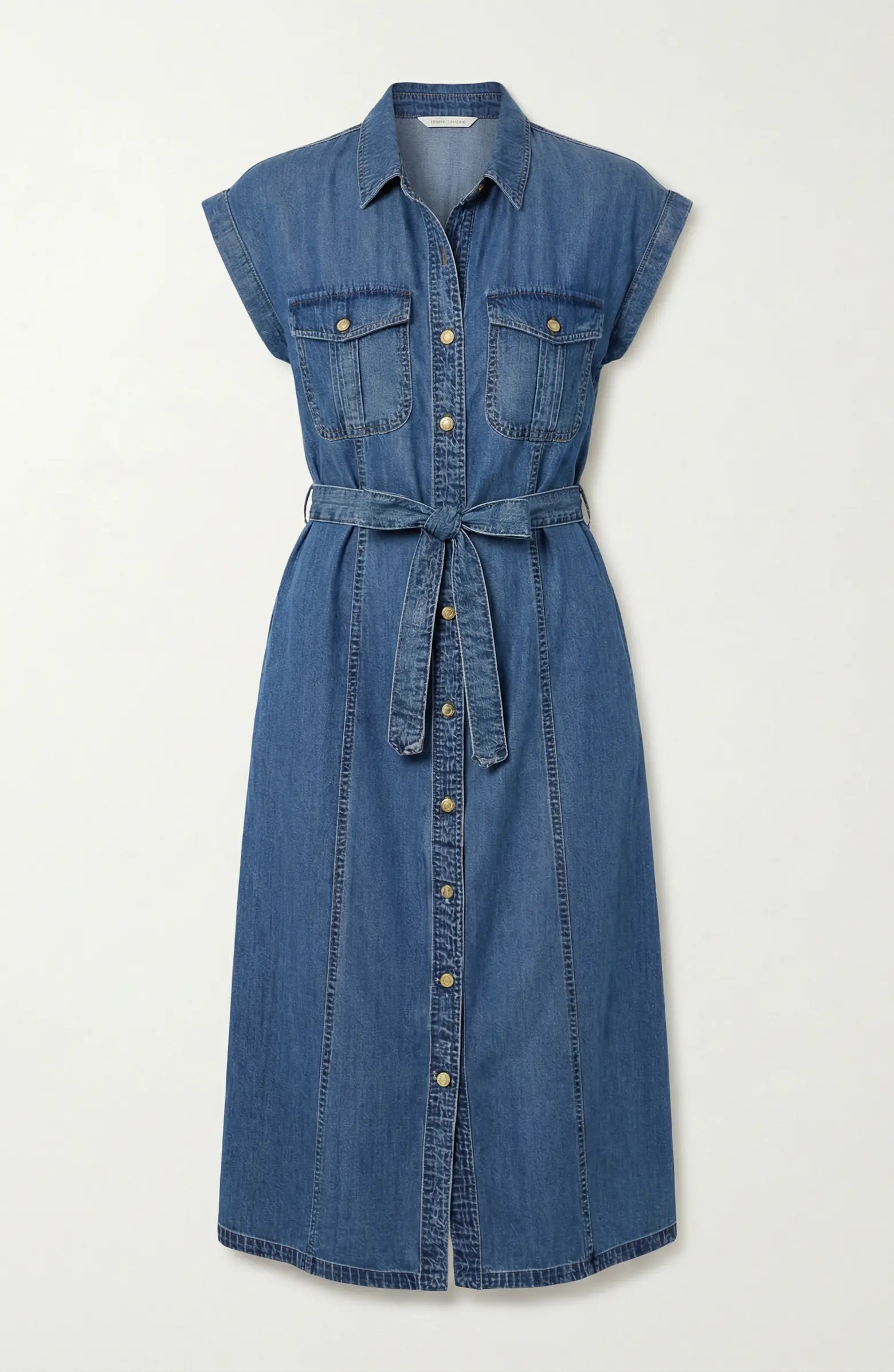 Sleeveless Denim Tie Waist Midi Dress | Nordstrom