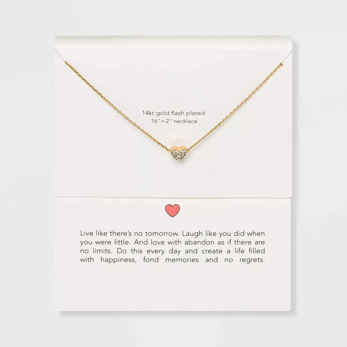 Silver Plated Gold Dipped Micro Pave Heart Cubic Zirconia Pendant Necklace - Gold | Target