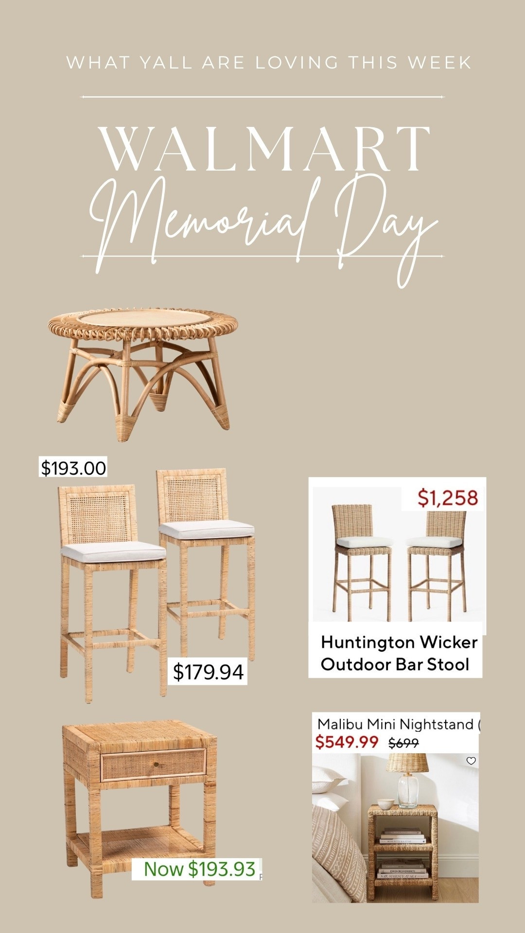 Summer home finds from Walmart I have been obsessed with! These wicker chairs and tables are fabulosity for summer! Love how you can pair any color with them since they are a staple neutral. ✨🤍



Walmart finds, Walmart, decor inspo, summer home, summer home decor, home decor, home inspo, summer home, patio decor, living room decor