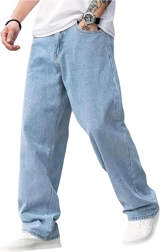 GORGLITTER Boy's Baggy Jeans Casual Wide Leg Elastic Denim Pants Trousers | Amazon (US)