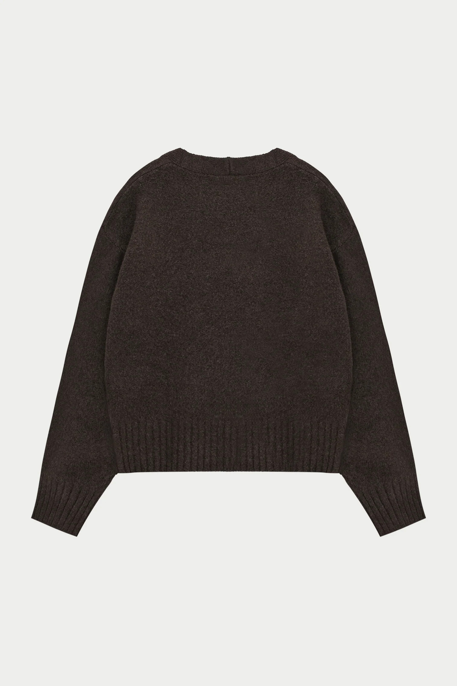 FLUFFY KNIT EMBLEM EMBROIDERED CARDIGAN - BROWN | The Couture Club