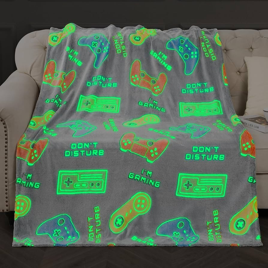 Gaming Blanket Toys Gifts for Boys - Glow in The Dark Game Controller Throw for Kids Age 1-14 Yea... | Amazon (US)