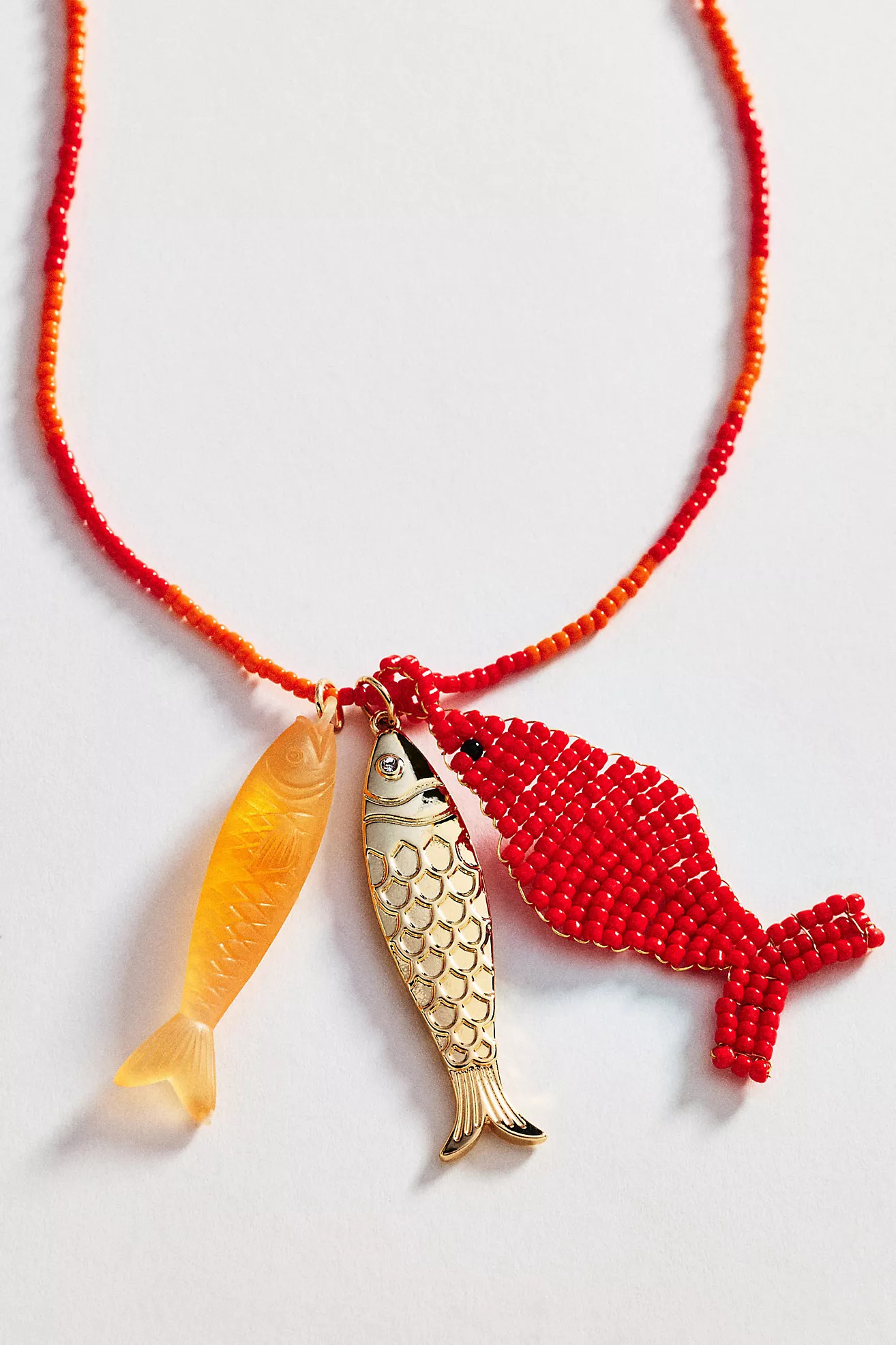 Ceramic Beaded Fish Pendant Necklace | Anthropologie (US)