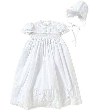 Feltman Brothers Baby Girls Newborn-6 Months Smocked Lace-Trimmed Embroidered Christening Gown and Hat Set - Newborn | Dillard's