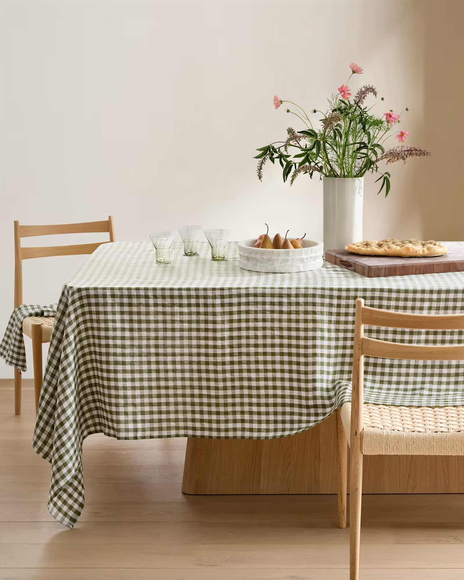 European Linen Tablecloth in Olive Gingham | Quince