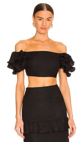 Okiki Crop Top in Black | Revolve Clothing (Global)