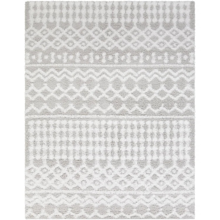 Covina Geometric Shag Gray Area Rug | Wayfair North America