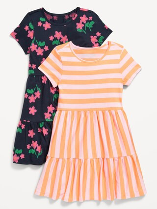 Printed Short-Sleeve Tiered Dress 2-Pack for Girls | Old Navy (US)