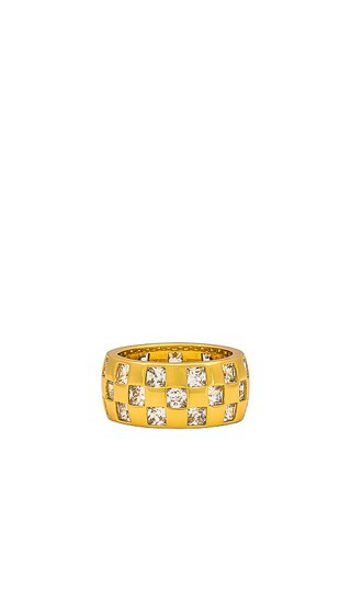 The Checkerboard Cigar Band Ring in Gold | Revolve Clothing (Global)