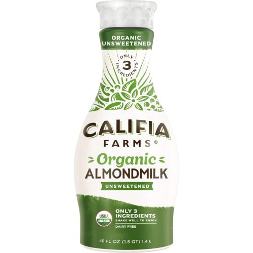 Califia Farms - Organic Unsweetened Almond Milk, 48 Oz, Dairy Free, Keto, Vegan, Plant Based, Organic Milk, Non GMO, Low Calorie, USDA Organic | Amazon (US)