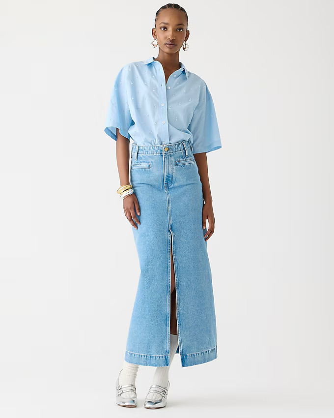 Denim maxi skirt in medium indigo wash | J. Crew US