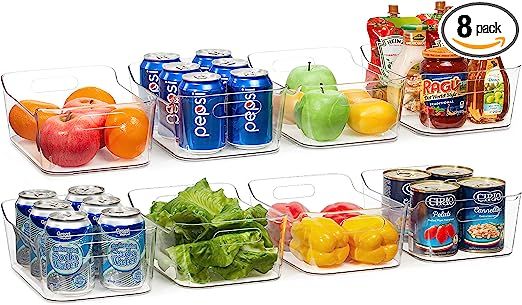 Vtopmart Refrigerator Organizer Bins 8 Pack - Clear Small Plastic Fridge Organizer with Handle fo... | Amazon (US)