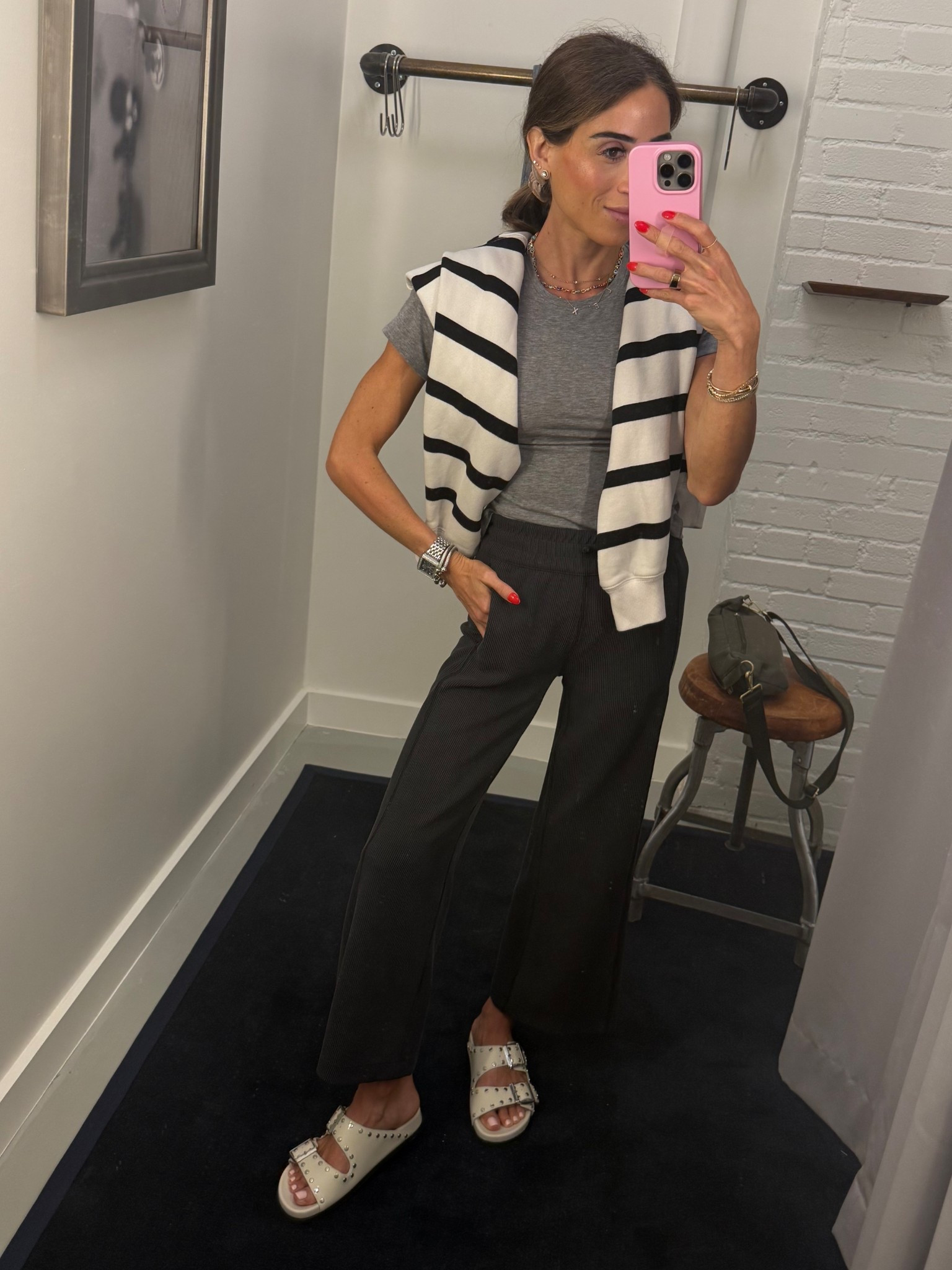 Today’s causal outfit idea: grey fitted tee, petite friendly wide leg cropped  pants wearing smallest size 

#LTKPetite #LTKootd