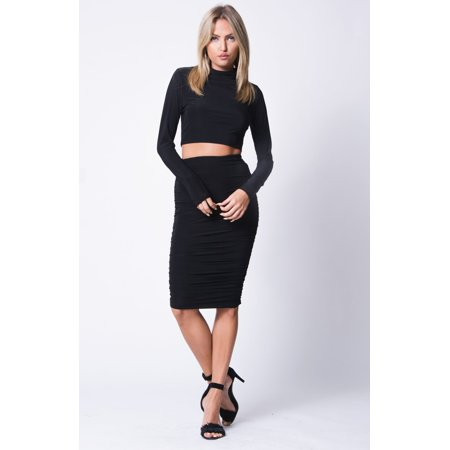 Lusting Over Ruched Skirt Set-Black | Walmart (US)