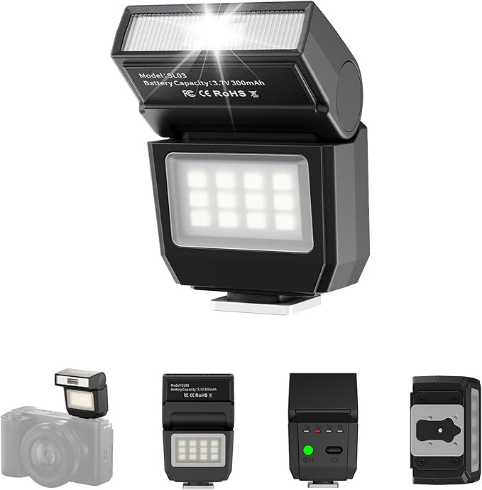 ULANZI SL03 Camera Mini Flash Speedlite with Video Light for Beginners Basic, GN8 6500K Flash 90... | Amazon (US)
