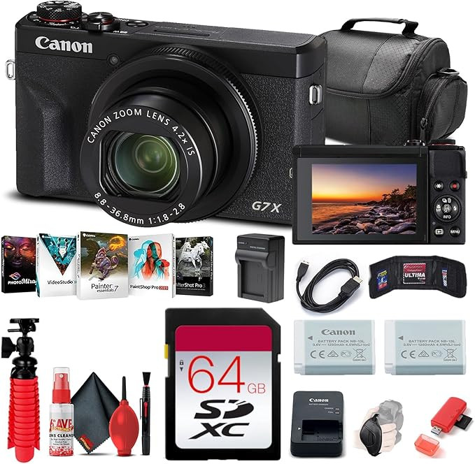 Canon PowerShot G7 X Mark III Digital Camera (Black) (3637C001), 64GB Memory Card, NB13L Battery,... | Amazon (US)