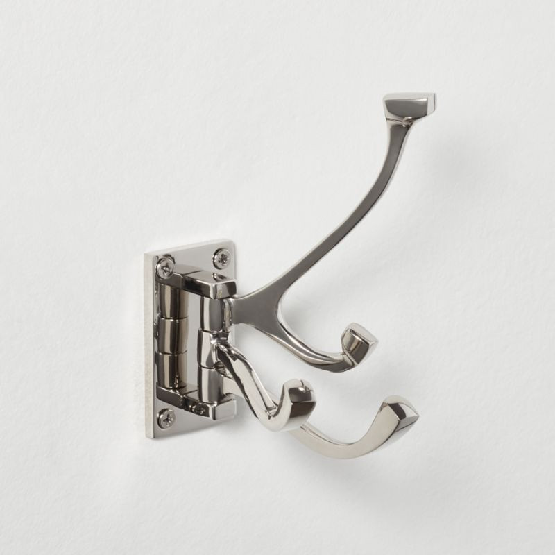 Polished Nickel 3-Prong Swivel Towel Hook + Reviews | CB2 | CB2