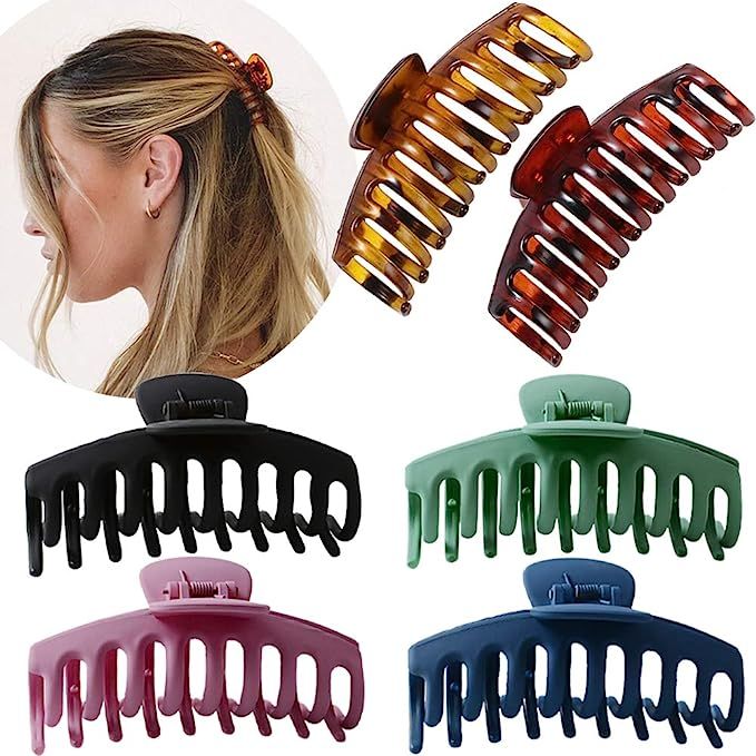Large Hair Claw Clip for Women - 4.3″ Jumbo Hair Clips Strong Hold Hair Catch Barrette Jaw Clam... | Amazon (US)