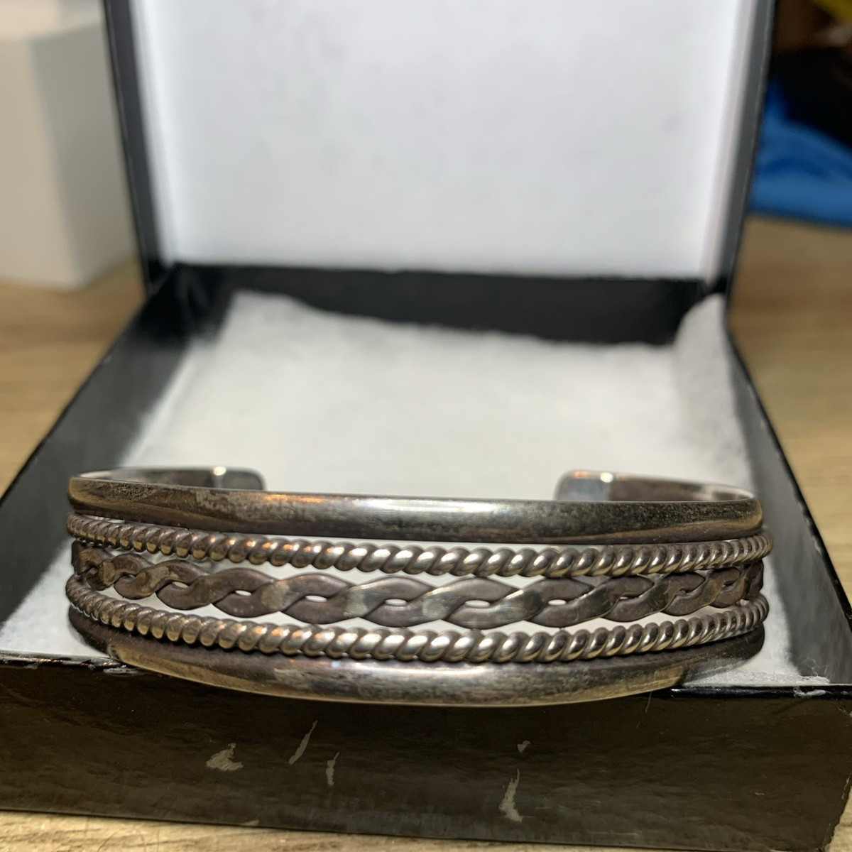 VTG Sterling Silver - MEXICO Southwestern Braided Cuff Bracelet 6 1/4” | eBay US