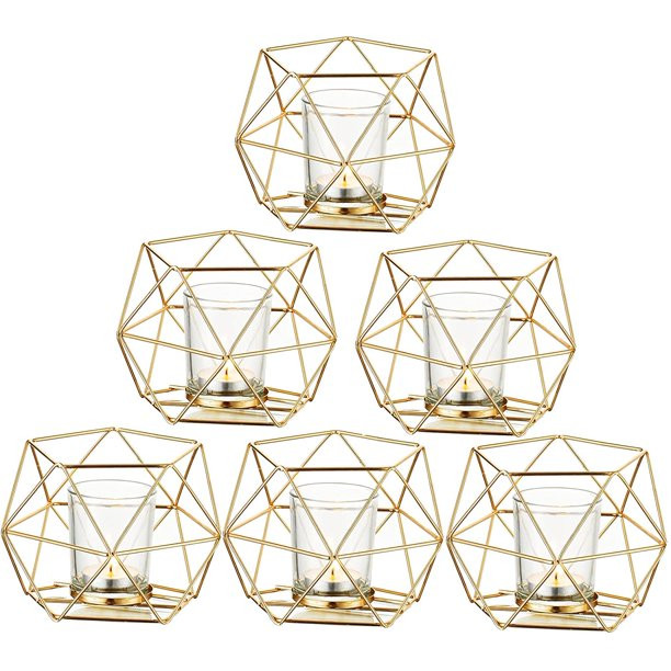Nuptio Gold Geometric Tealight Candle Holders for Wedding Party Decoration Table Centerpiece Deco... | Walmart (US)