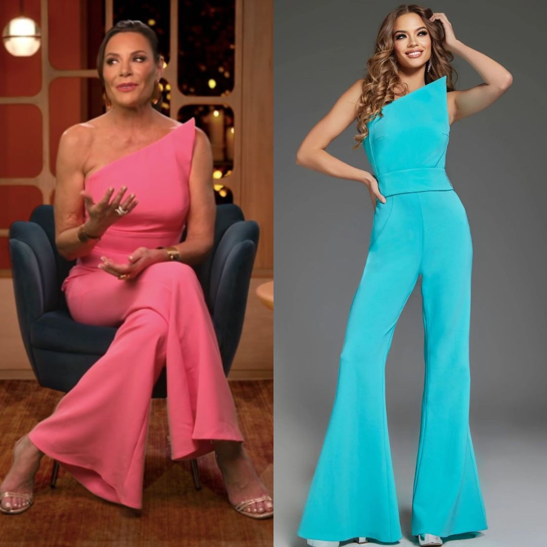 LuAnn de Lesseps Pink Confessional Jumpsuit on Love Hotel Season 1 Episode 1 is by Jovani