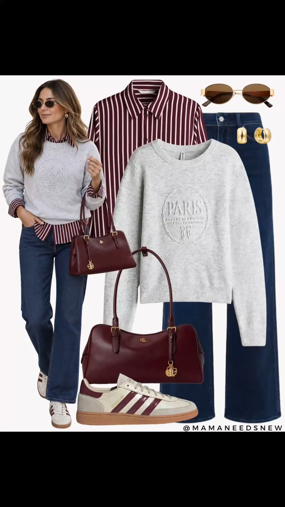 An early fall outfit with a striped shirt, graphic sweater, jeans, shoulder bag and sneakers

#LTKootd #LTKSeasonal #LTKSaleAlert