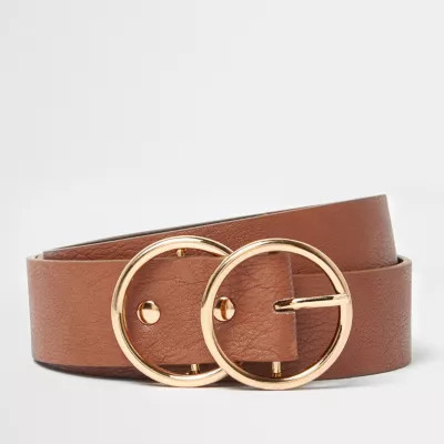 Tan double ring belt | River Island (US)