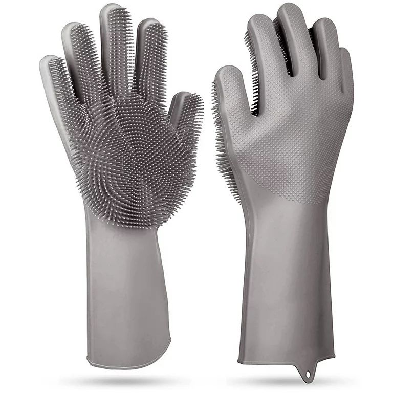 iMountek 1 Pair Magic Silicone Brush Dishwashing Gloves Cleaning Sponge Pet Scrubber Heat Resista... | Walmart (US)