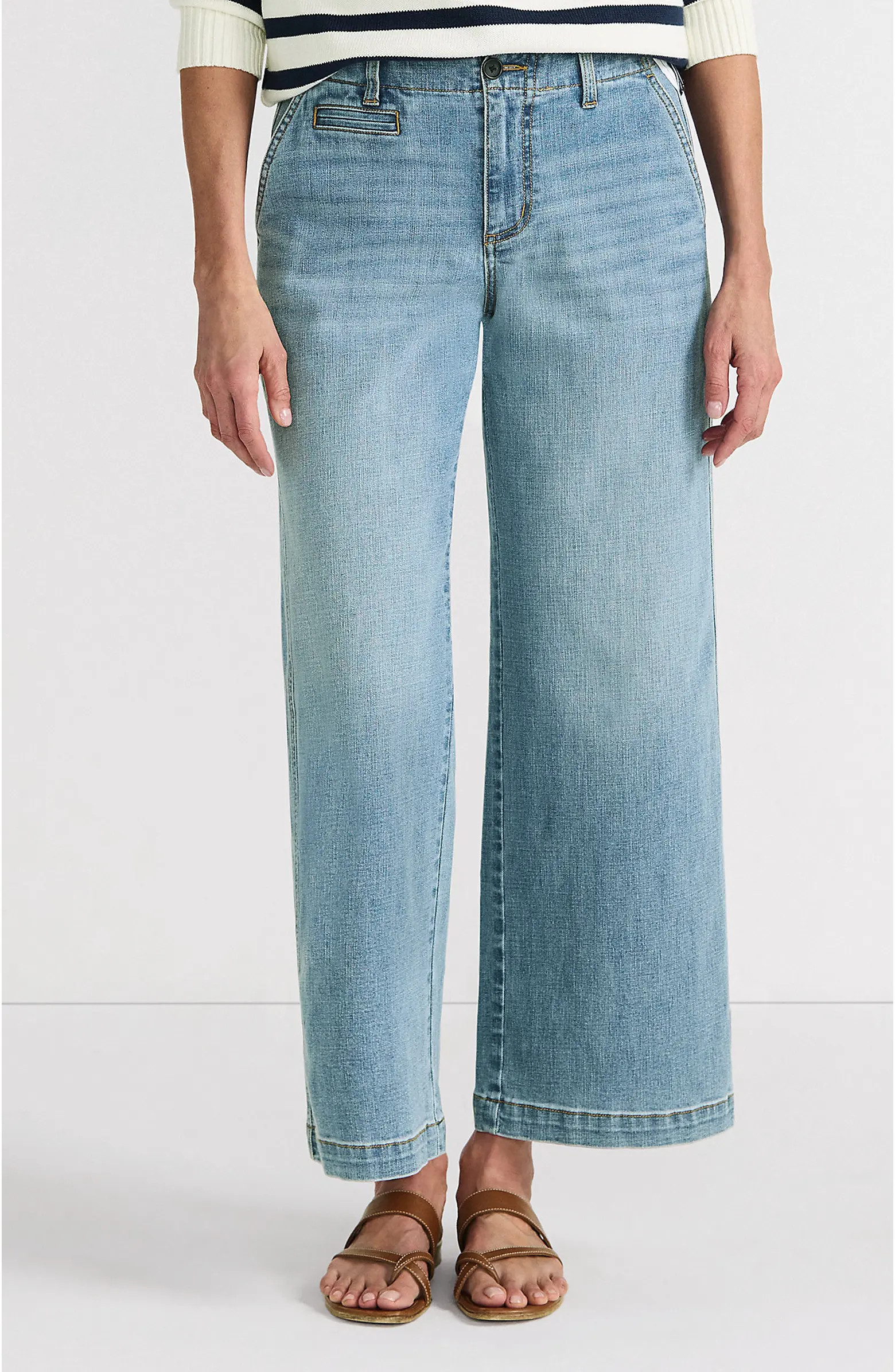 Mid Rise Denim Wide Leg Ankle Jeans | Nordstrom
