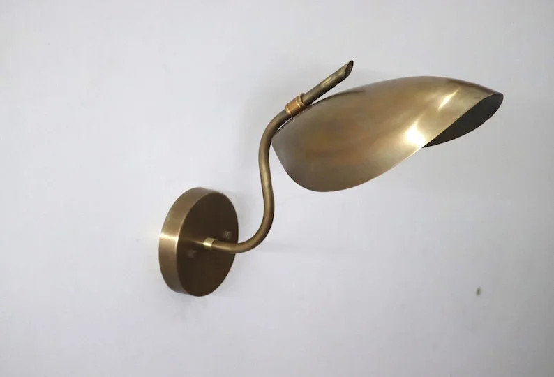 Vintage Style Mid Century Brass Curved Wall Lamp Elegant Lighting | Walmart (US)
