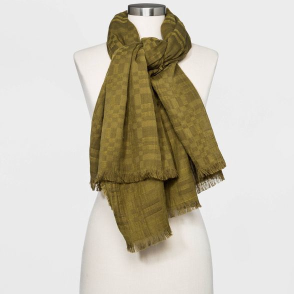 Women&#39;s Plaid Oversized Square Scarf - Universal Thread&#8482; Olive Green | Target
