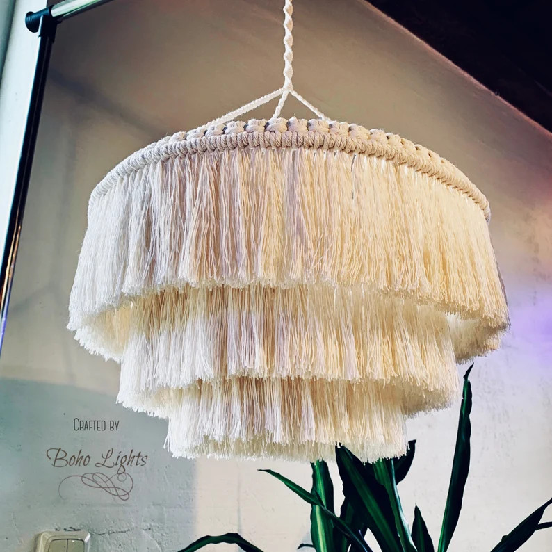 Boho Light. Fringe Chandelier Macrame Lamp Shade Macrame | Etsy | Etsy (US)