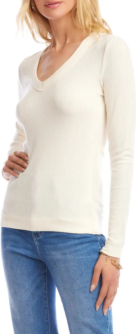 Karen Kane Rib V-Neck Long Sleeve Top | Nordstrom | Nordstrom