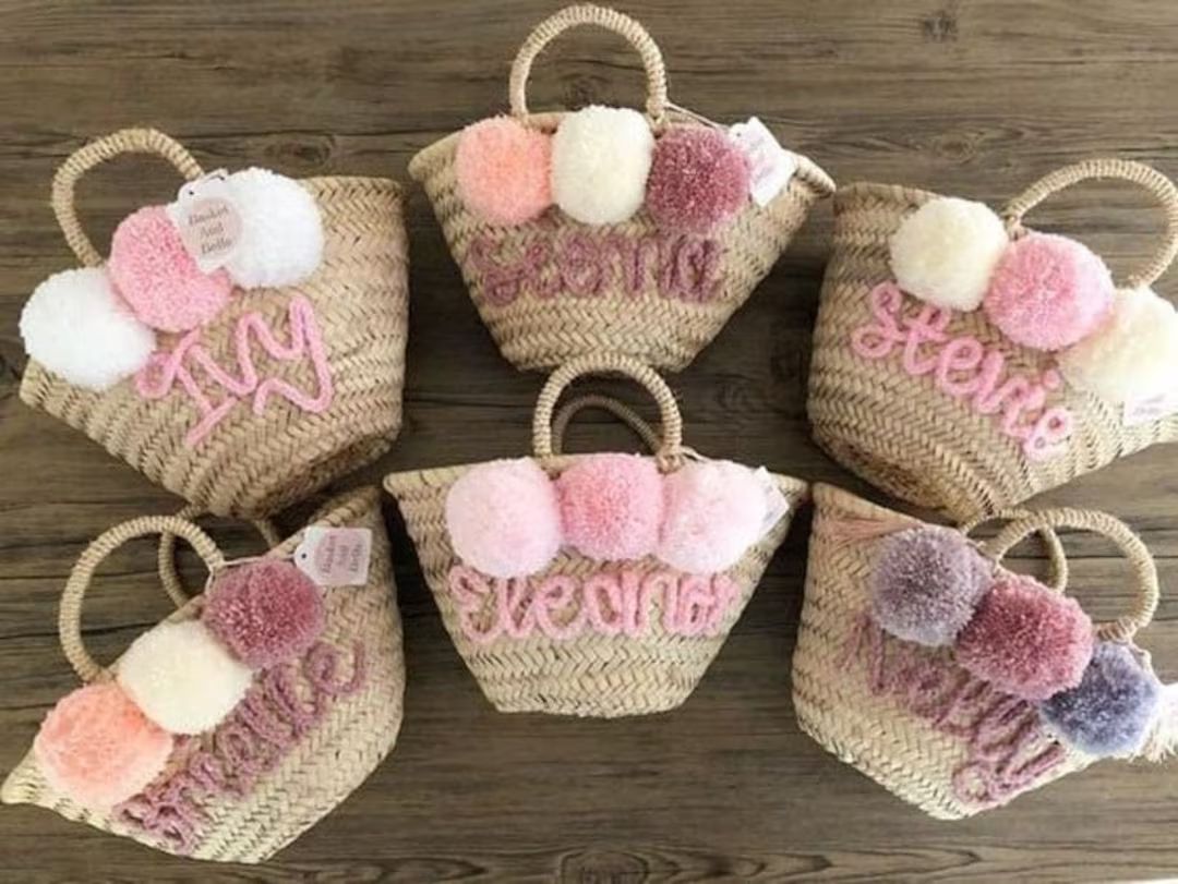 Personalized Straw Basket,bridal Shower Bags,customized Straw Bags,straw Tote,embroidered Bags Ki... | Etsy (US)