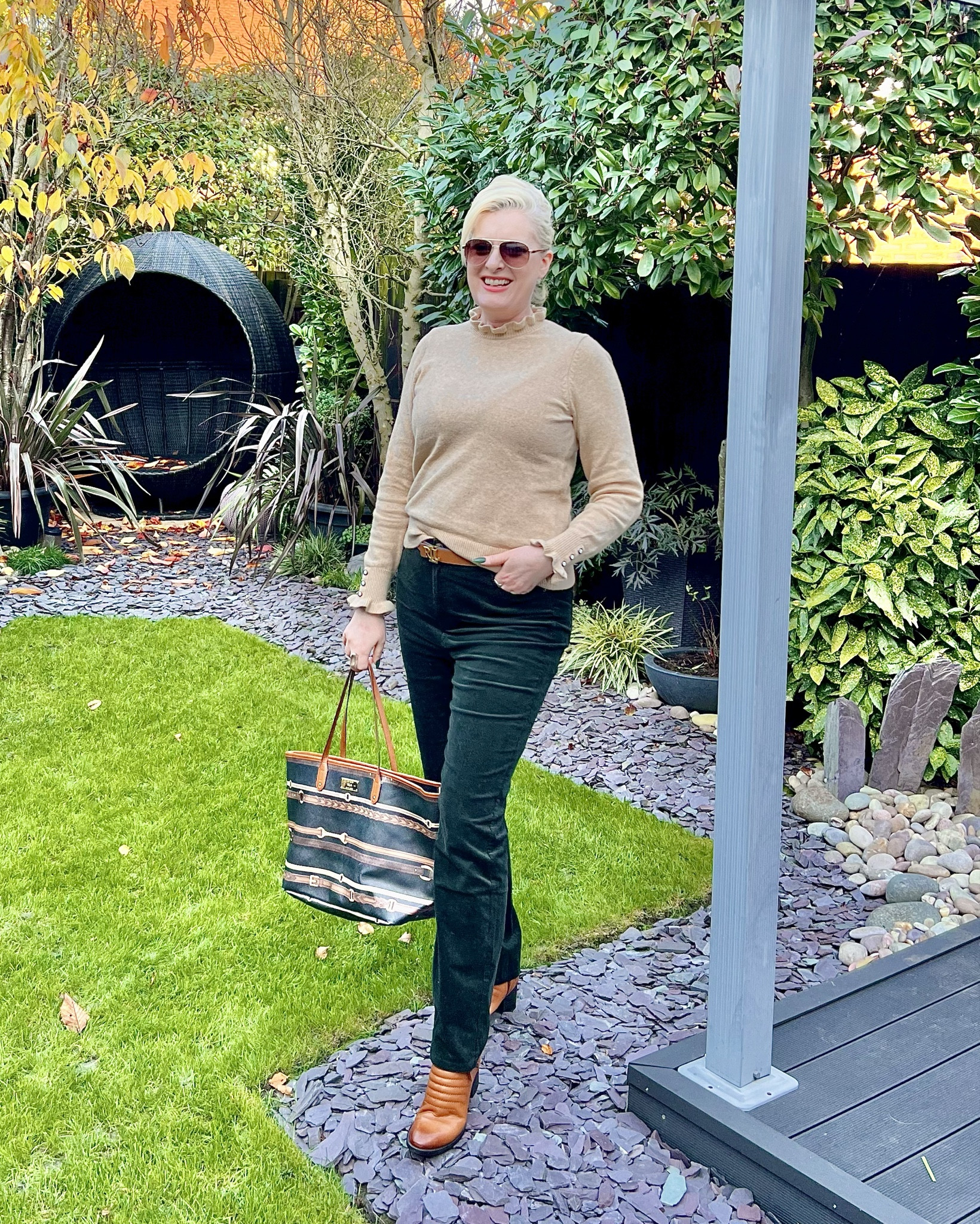 Hi everyone! I’m really into the country look at the minute, very casual chic &amp; a perfect autumn style. My new beige jumper has the cutest ruffle neck &amp; sleeves, &amp; elegant crown buttons on the cuffs. The timeless dark green corduroy trousers are a wardrobe staple that never go out of fashion. The sweater &amp; cords are also available in other colours. 
Tan leather Ralph Lauren belt &amp; tote bag finishes off the outfit nicely. I’ve linked a similar bag to complete the look as mine no longer available. 


U.K. blogger, tall, over 40, midsize, M&amp;S, Marks &amp; Spencer, Joules, fall, winter fashion. 

#LTKeurope #LTKautumn #LTKstyletip