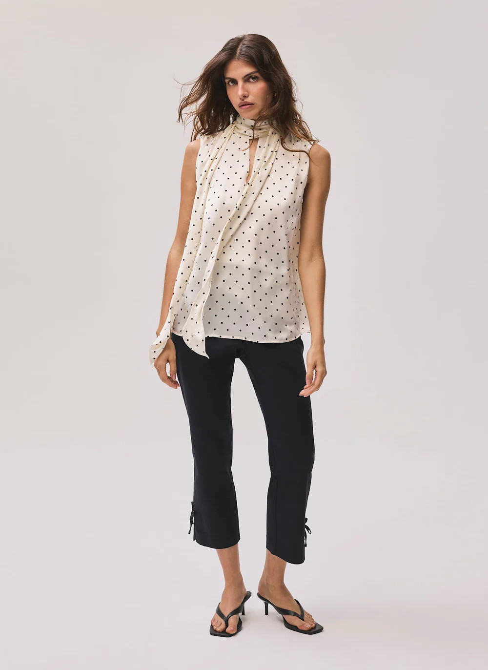 Black Cotton Blend Capri Trousers | Mint Velvet