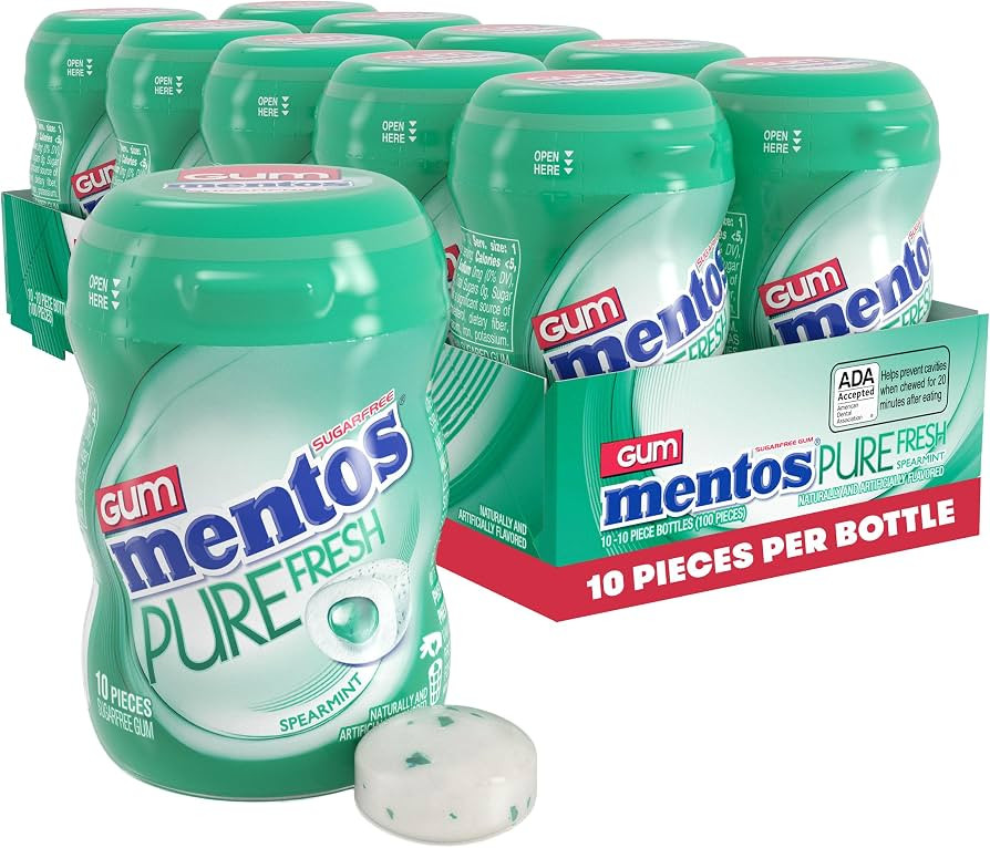 Mentos Pure Fresh Sugar\u2011Free Chewing Gum, Spearmint, 10 Pieces (Pack of 10) | Amazon (US)