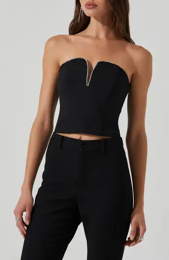 ASTR the Label Amell Embellished Trim Strapless Top | Nordstrom | Nordstrom