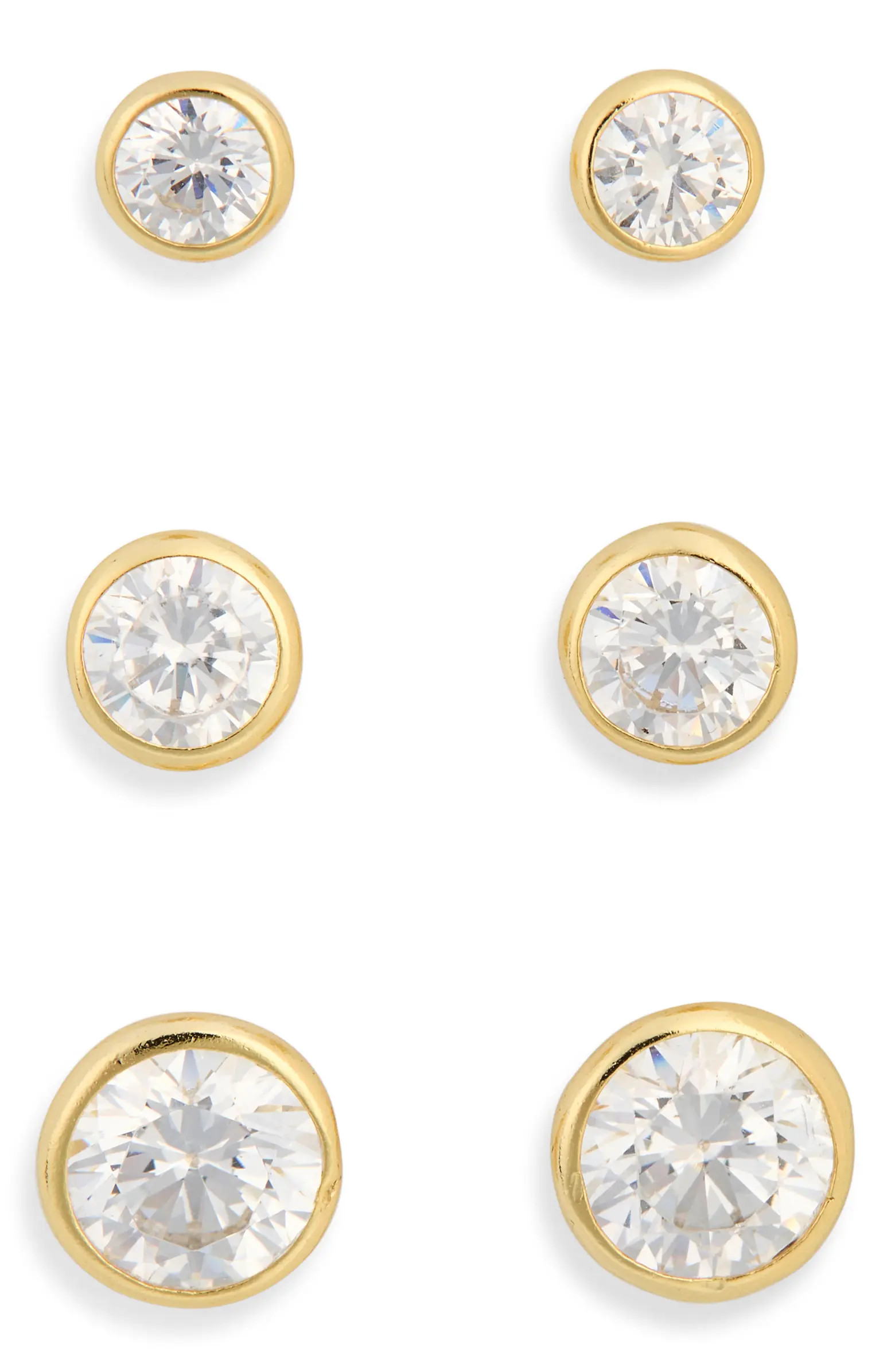 NORDSTROM RACK Set of 3 Bezel Stud Earrings | Nordstromrack | Nordstrom Rack