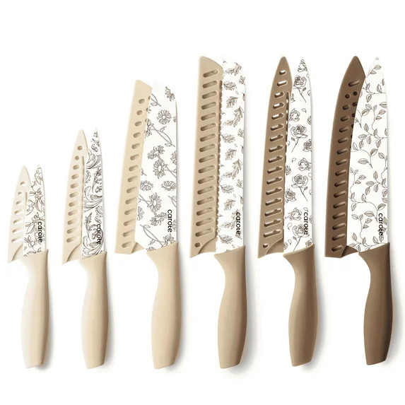CAROTE 12-Piece Kitchen Knife Set, Stainless Steel Knife Set with Nonstick Creamic Coating, Flora... | Walmart (US)