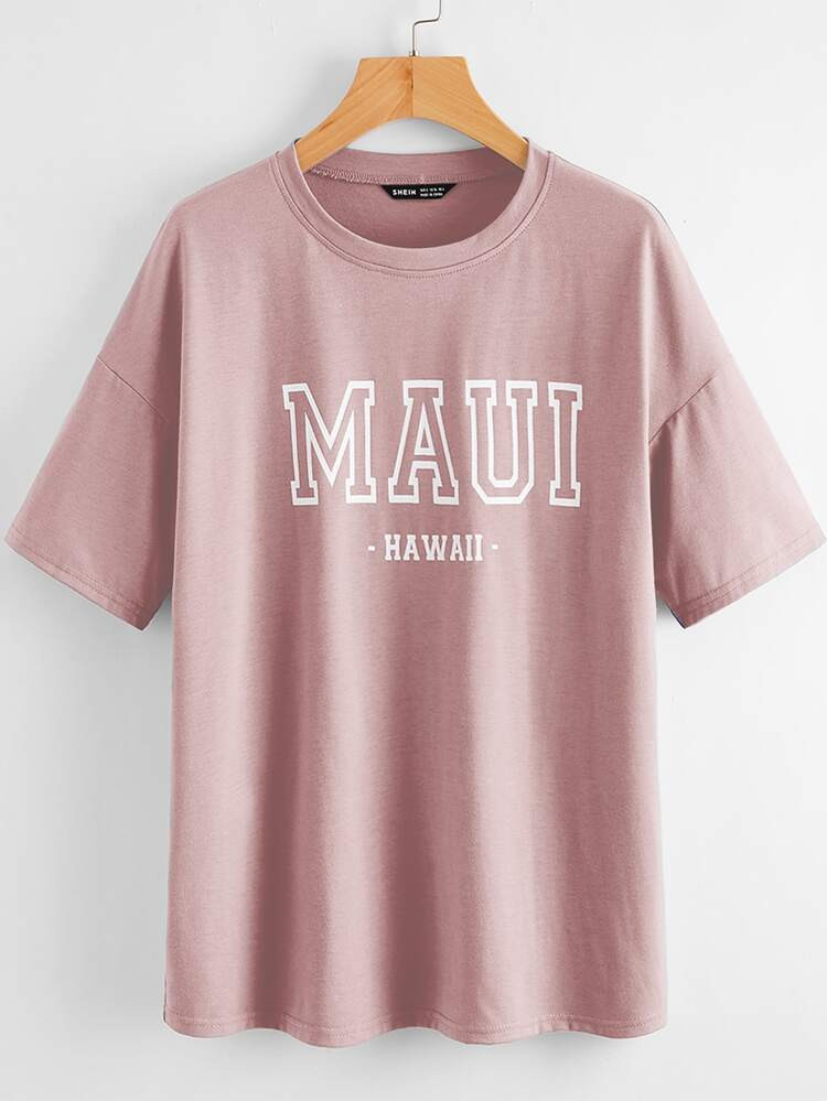 Letter Graphic Drop Shoulder Tee | SHEIN