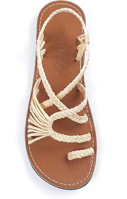 Plaka Flat Sandals for Women Palm Leaf | Amazon (US)