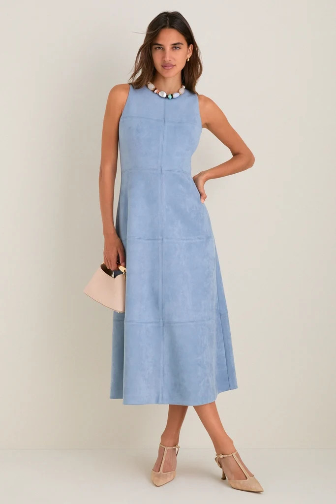 Maison Blue Suede Manon Dress | Tuckernuck (US)