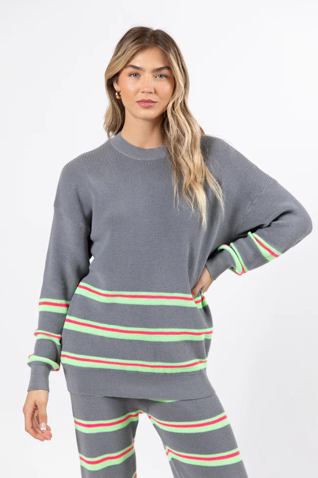 Seeing Stripes Pink and Green Striped Sweater FINAL SALE | Pink Lily