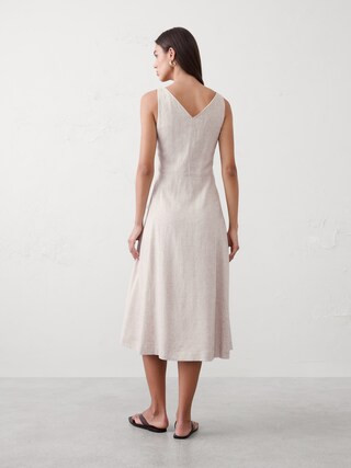 Linen-Blend Drapey Midi Dress | Banana Republic Factory