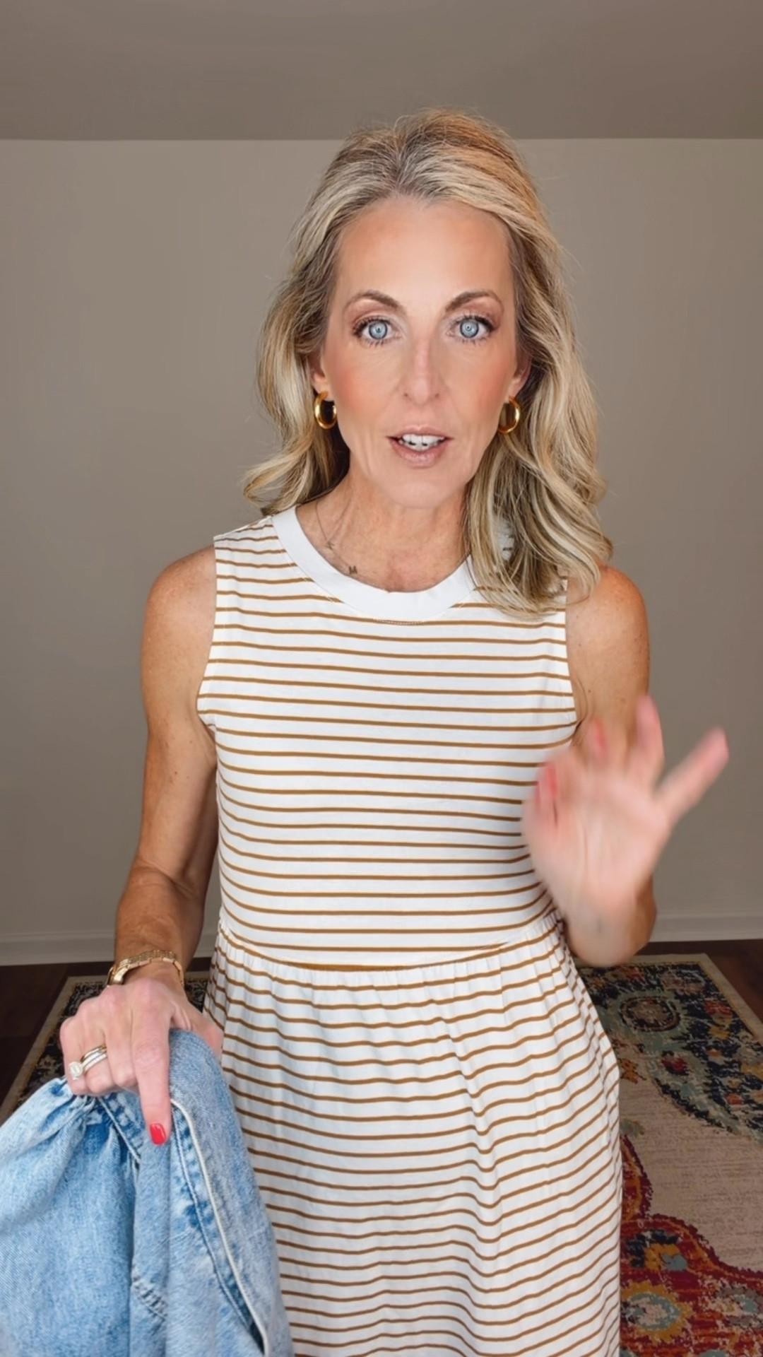 Less than $15 the perfect teacher dress with a relaxed fit washable 100% cotton and pockets comes in over six different colors wearing the size extra small looks great with your favorite denim jacket and more  